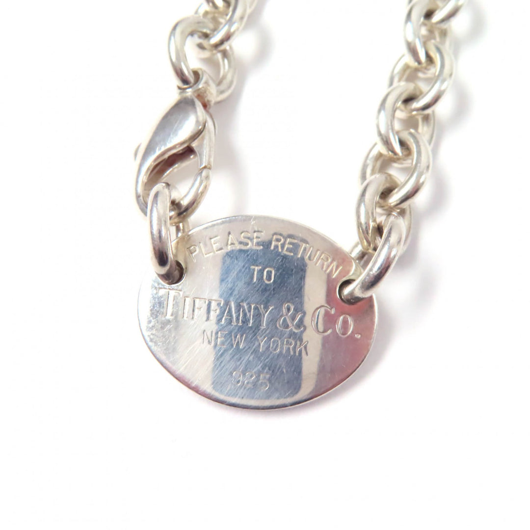 Very Good TIFFANY&Co. choker Oval tag Necklace Silver SV925 Women