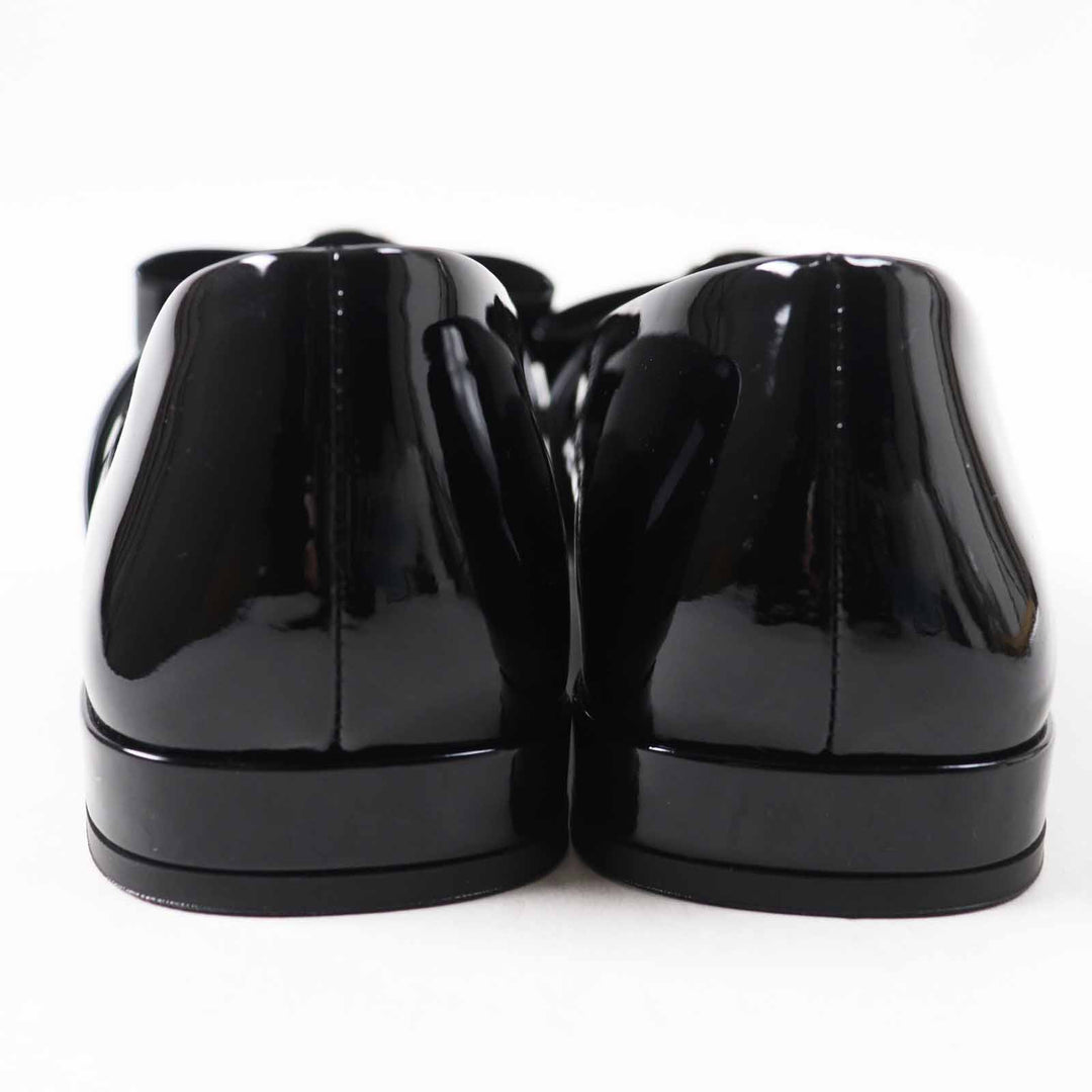 Pristine VERSACE pumps Jumbo Ribbon Ballerina Open to black Patent leather
