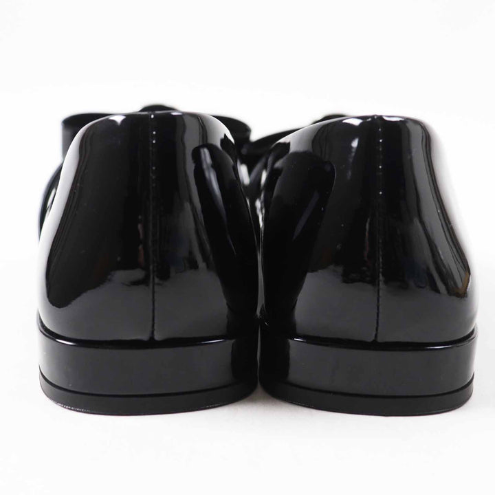 Pristine VERSACE pumps Jumbo Ribbon Ballerina Open to black Patent leather