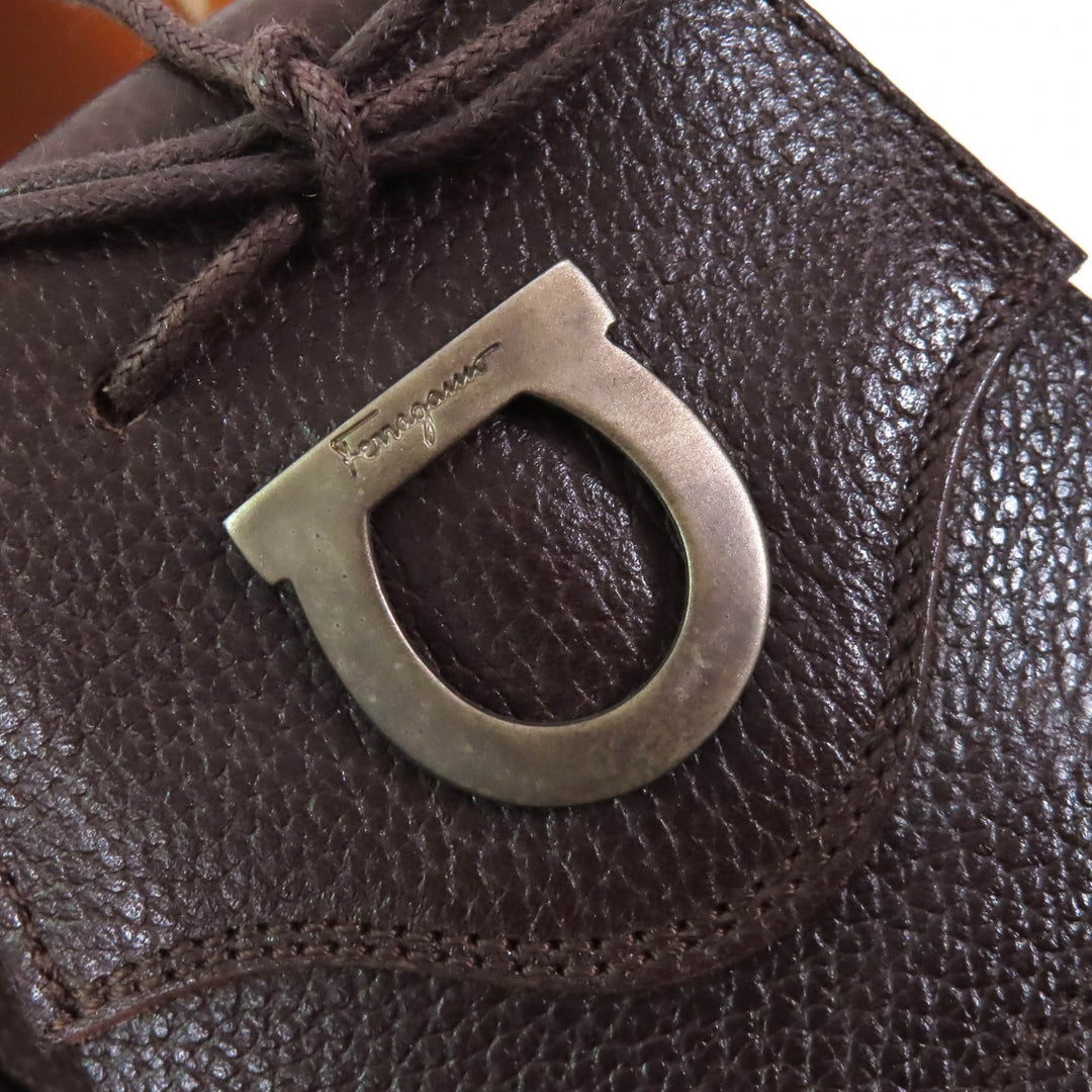Excellent Salvatore Ferragamo Leather shoes Gancini logo Metal Dark brown