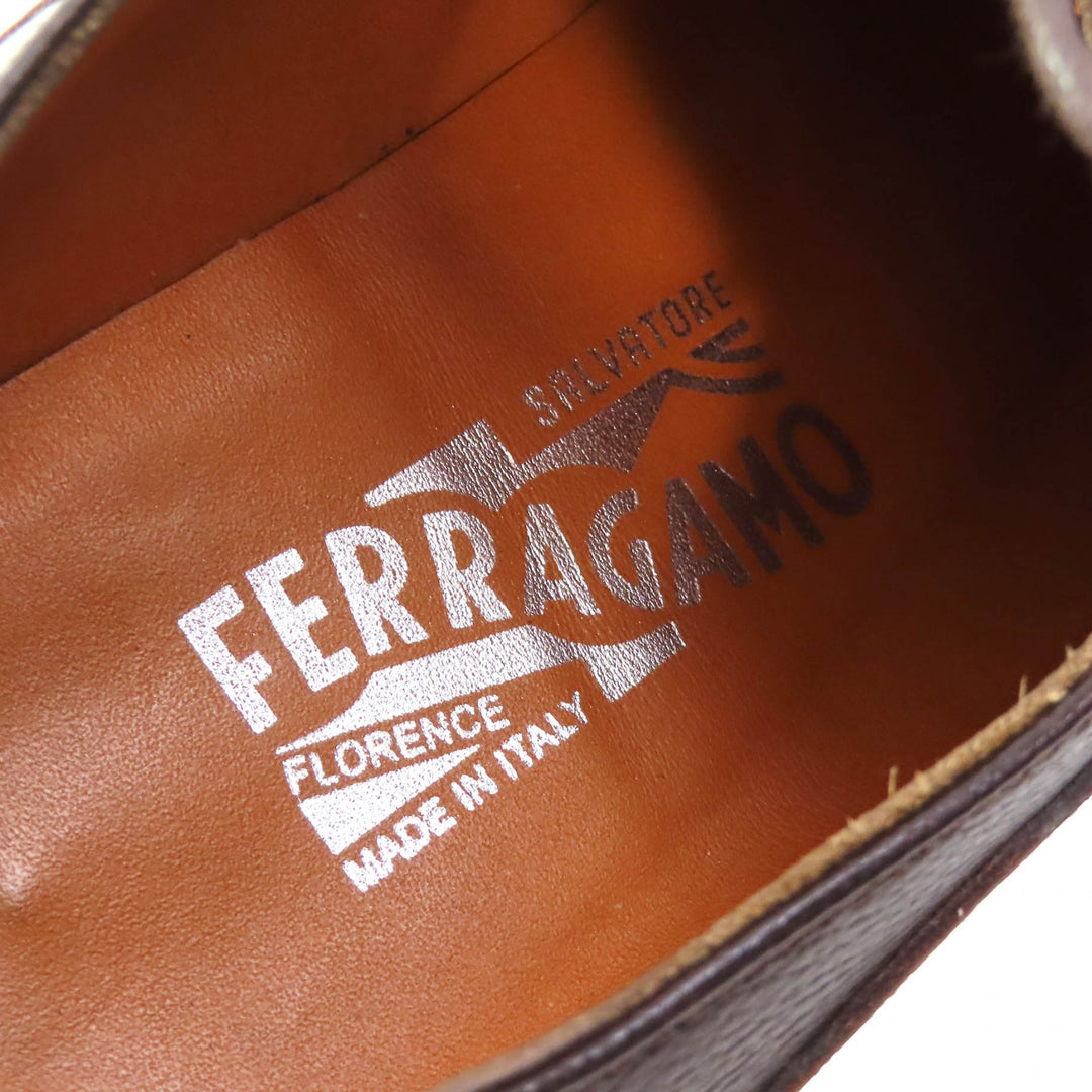 Excellent Salvatore Ferragamo Leather shoes Gancini logo Metal Dark brown