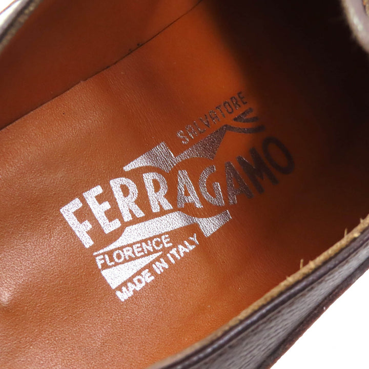 Excellent Salvatore Ferragamo Leather shoes Gancini logo Metal Dark brown