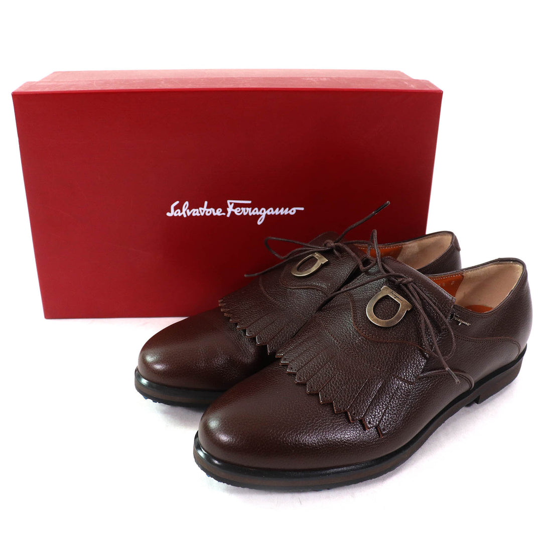 Excellent Salvatore Ferragamo Leather shoes Gancini logo Metal Dark brown
