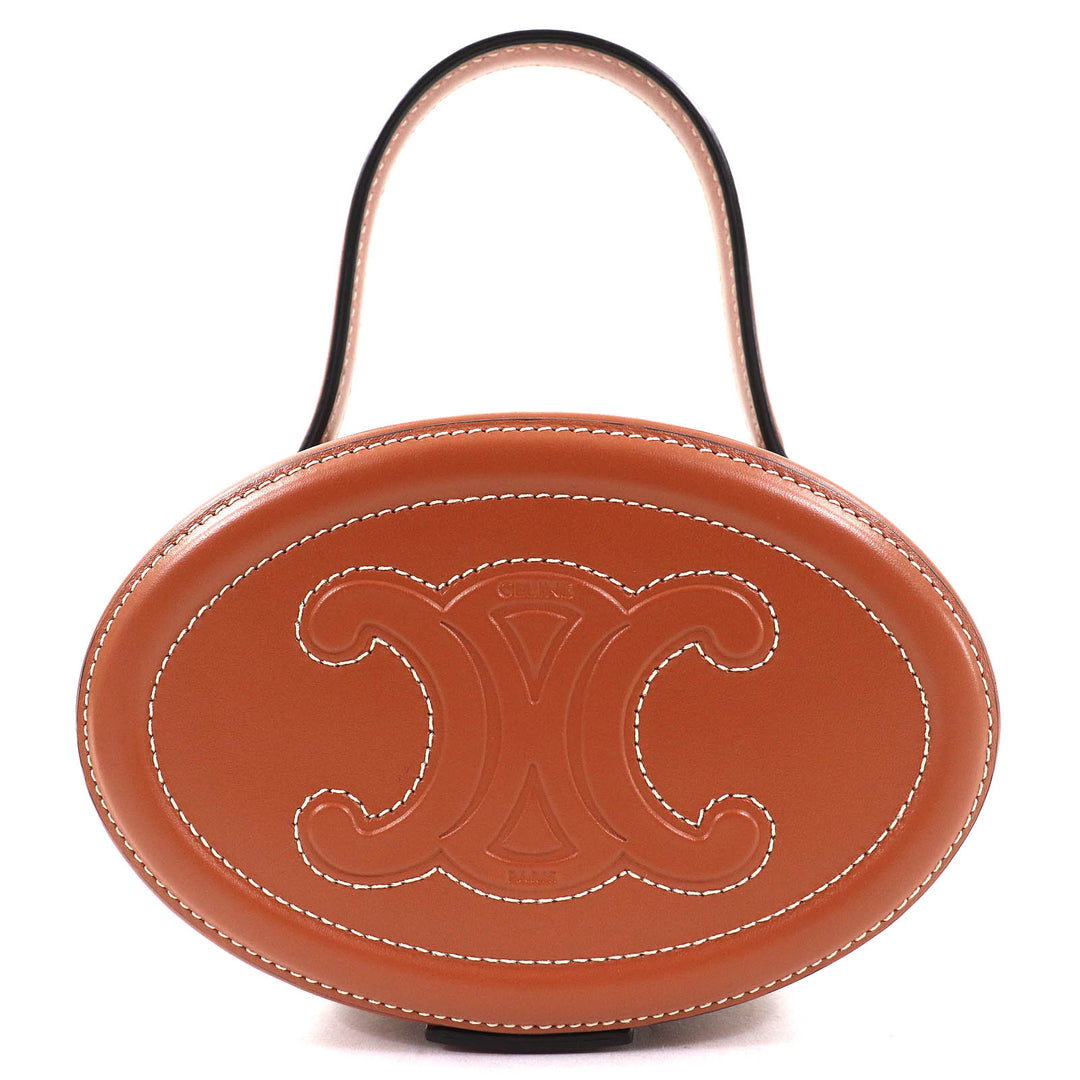 Excellent CELINE Handbag Oval Menodiaire Cuir Triomphe Tan Women 198613