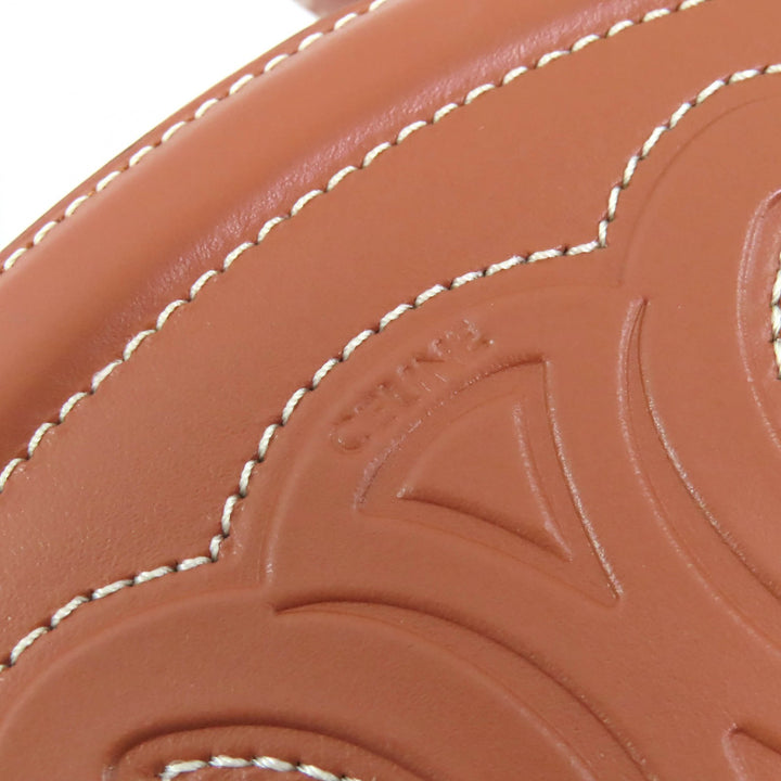 Excellent CELINE Handbag Oval Menodiaire Cuir Triomphe Tan Women 198613