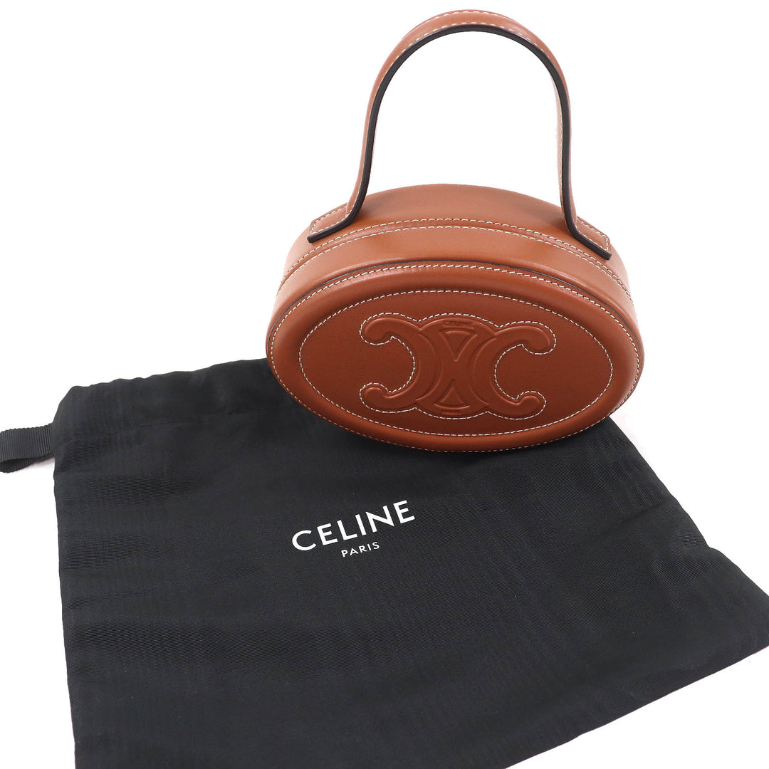 Excellent CELINE Handbag Oval Menodiaire Cuir Triomphe Tan Women 198613