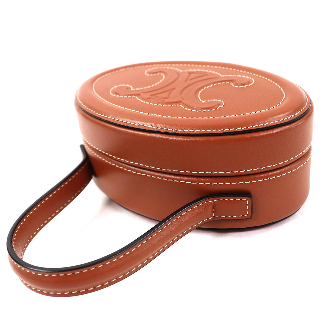Excellent CELINE Handbag Oval Menodiaire Cuir Triomphe Tan Women 198613