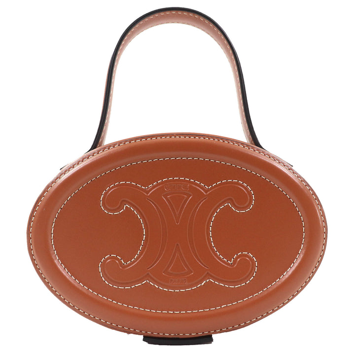 Excellent CELINE Handbag Oval Menodiaire Cuir Triomphe Tan Women 198613