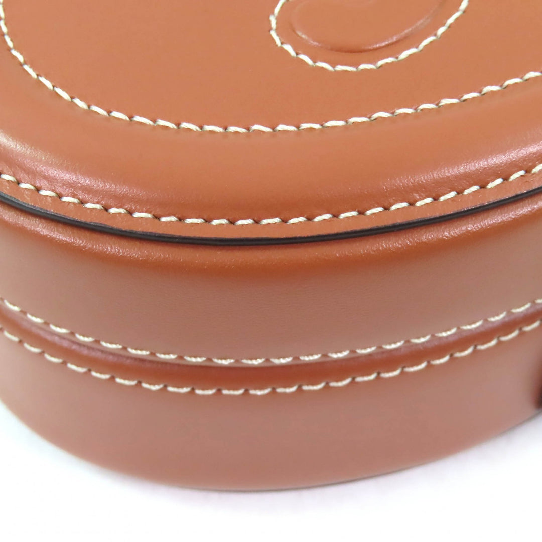 Excellent CELINE Handbag Oval Menodiaire Cuir Triomphe Tan Women 198613