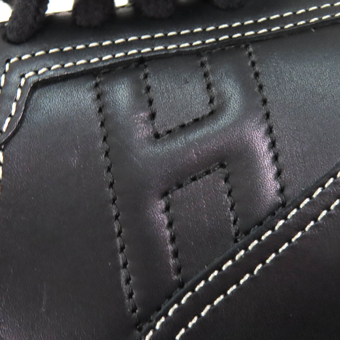 Great HERMES sneakers quick H logo stitch black leather Women 35 192214Z