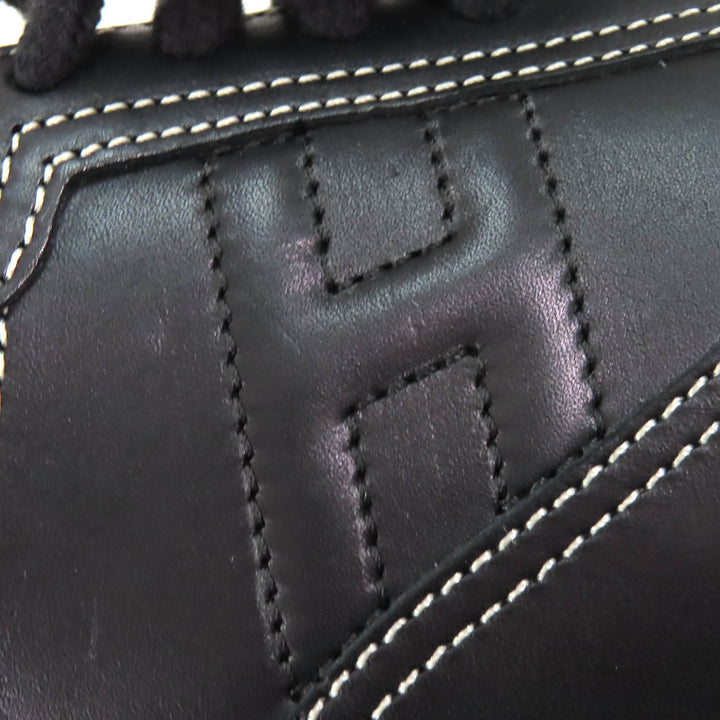 Great HERMES sneakers quick H logo stitch black leather Women 35 192214Z