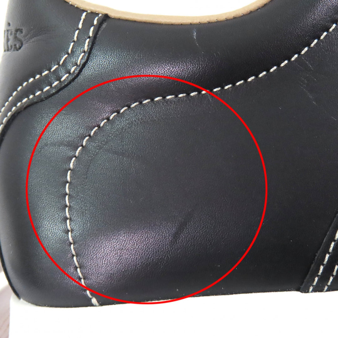 Great HERMES sneakers quick H logo stitch black leather Women 35 192214Z