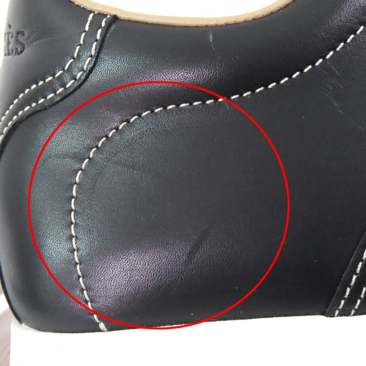 Great HERMES sneakers quick H logo stitch black leather Women 35 192214Z