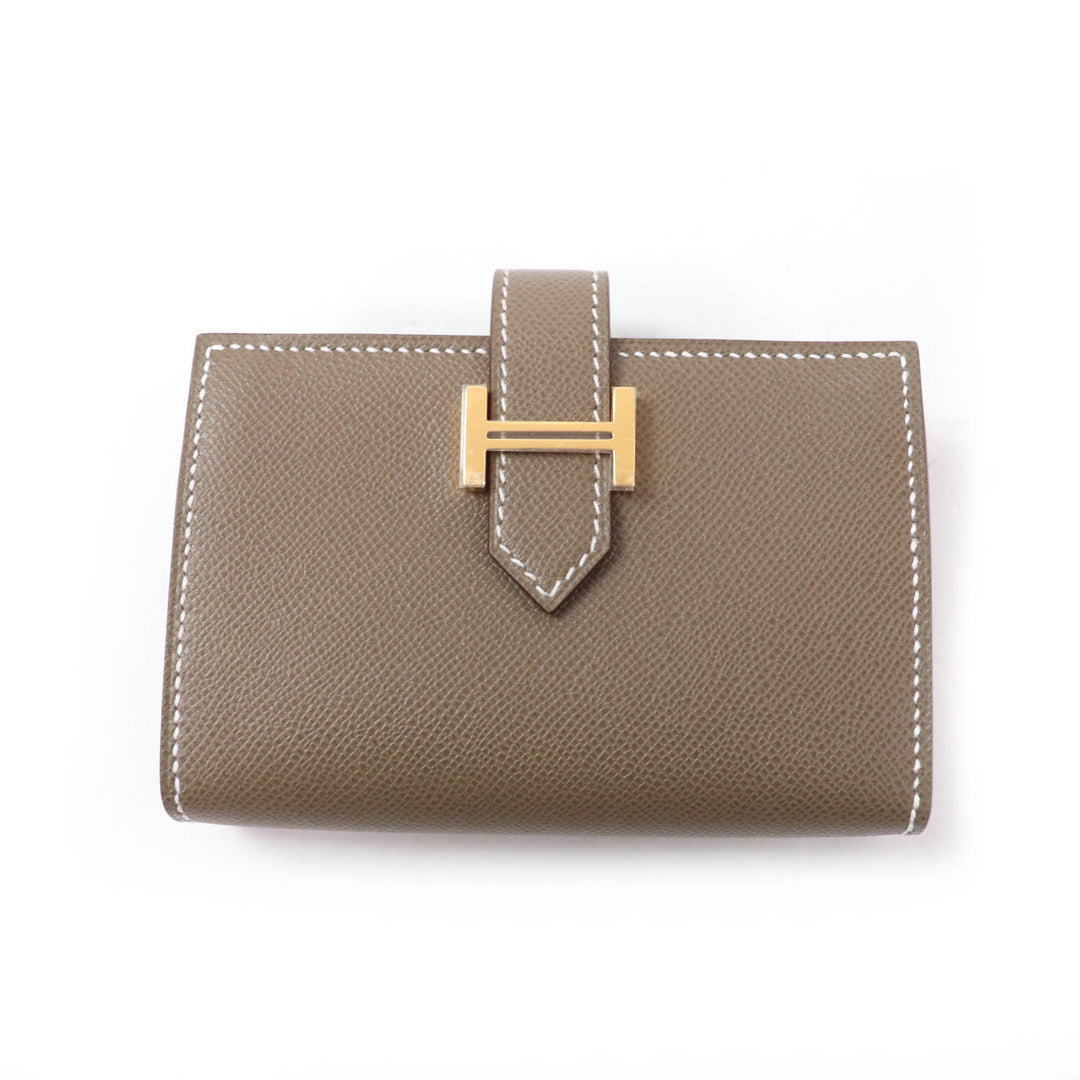 Pristine HERMES Card Case Bearn Mini Vaugham Leather Women