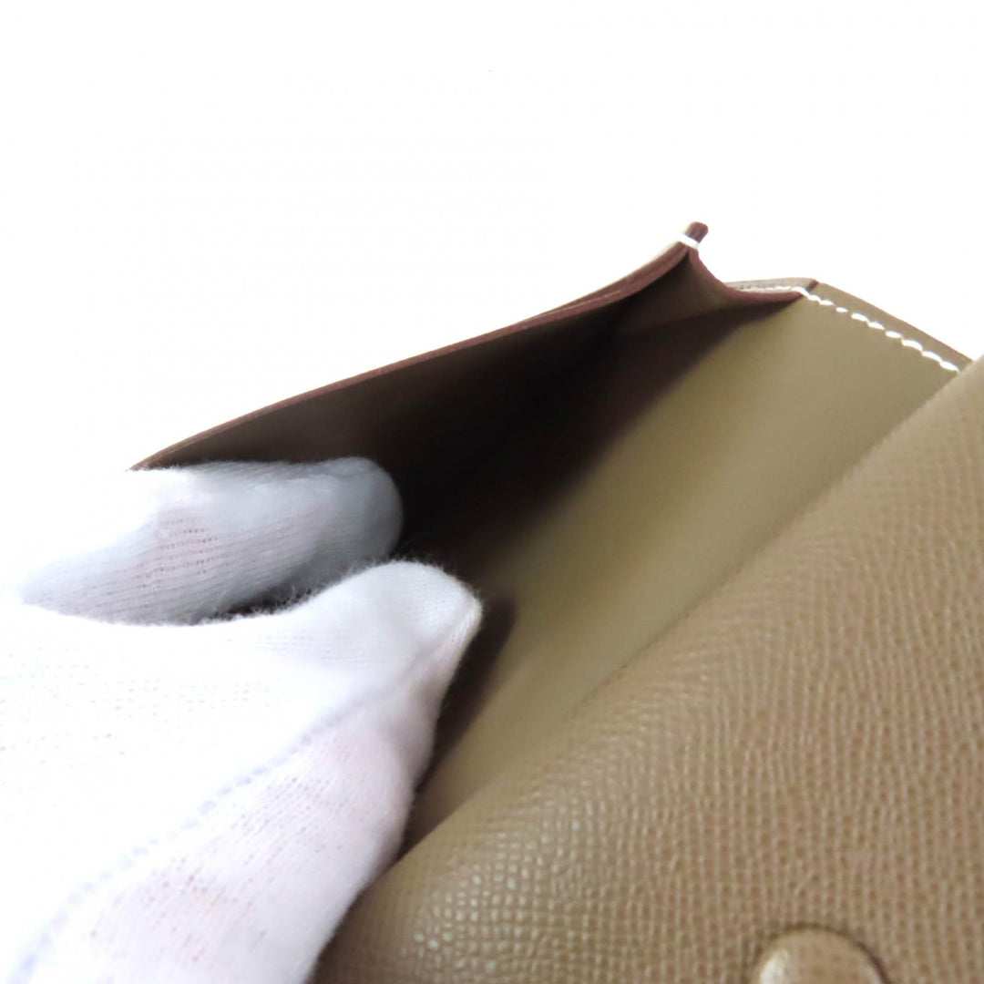 Pristine HERMES Card Case Bearn Mini Vaugham Leather Women