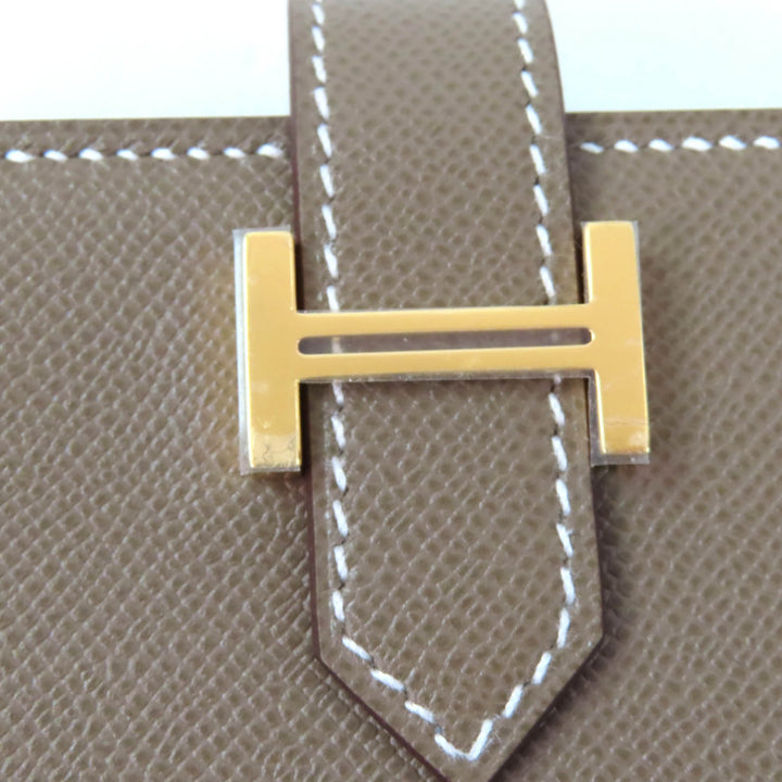 Pristine HERMES Card Case Bearn Mini Vaugham Leather Women