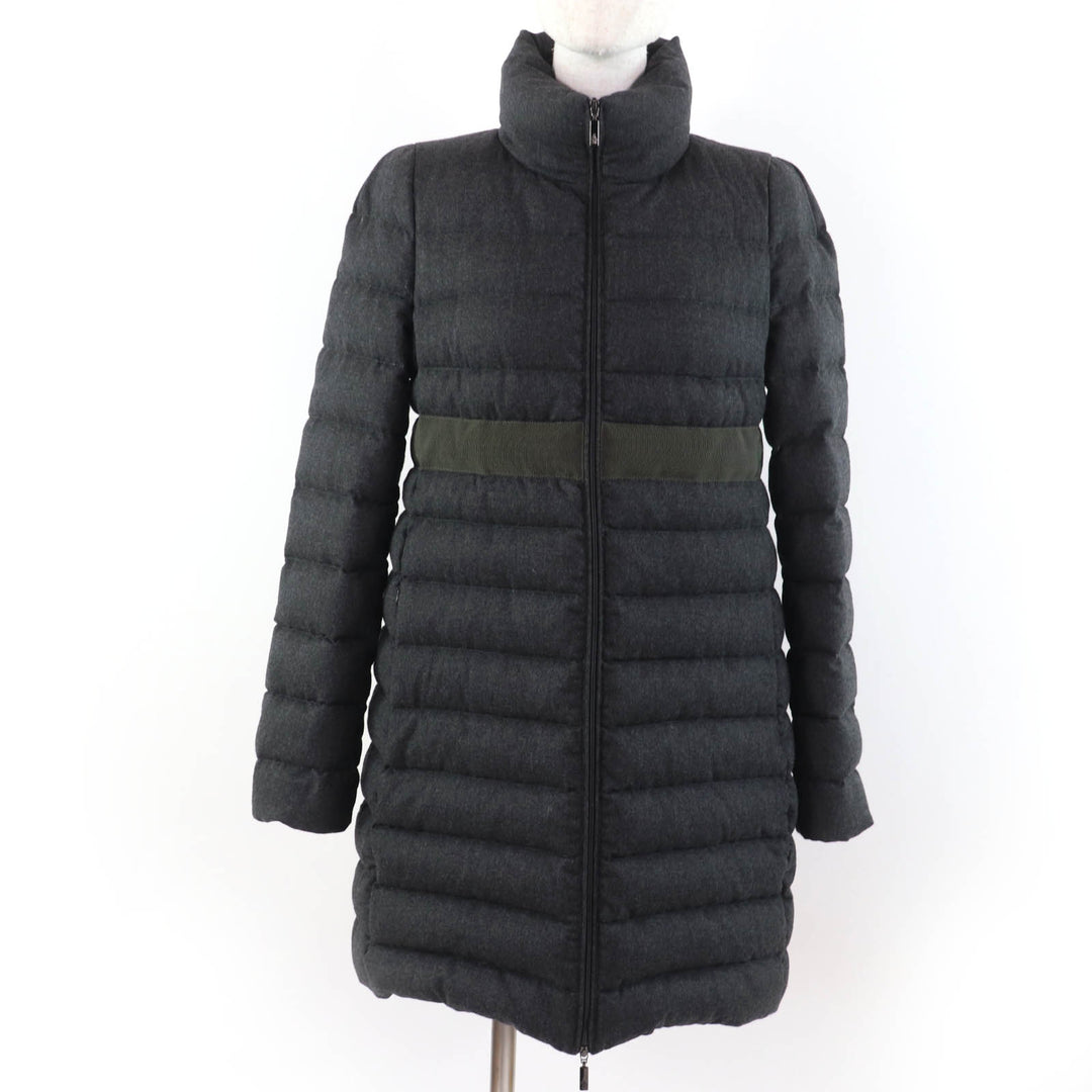 Great MONCLER down coat SOLOGNE With logo tag Dark gray wool Women 2
