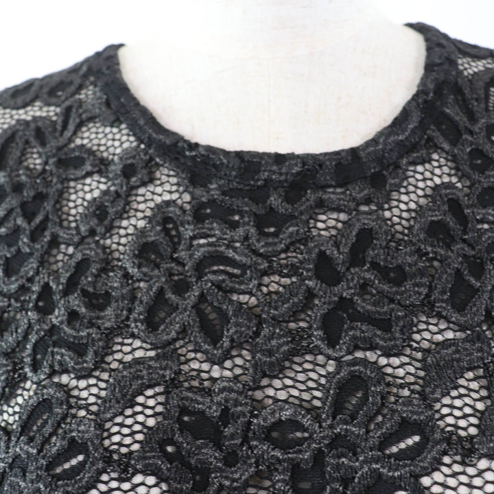 Excellent LOUIS VUITTON T-shirt Floral Lace Short Sleeve black Nylon Women 36