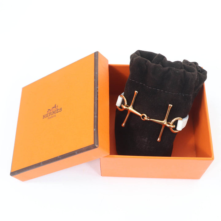 Excellent HERMES bracelet Mole Bracelet white leather Women