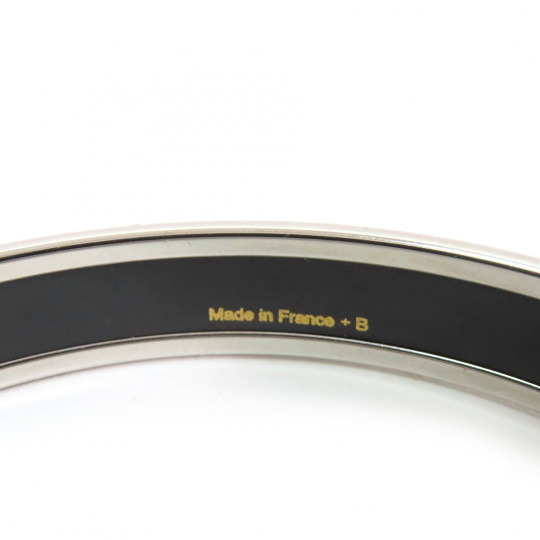 Excellent HERMES Bangle Enamel PM Enamel Bracelet Carte Jou Silver white Women