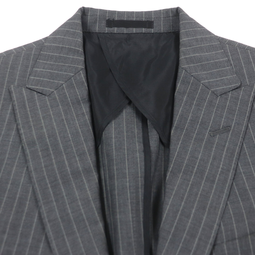 Great BURBERRY BLACK LABEL tailored jacket Super 100S striped gray wool mens 36