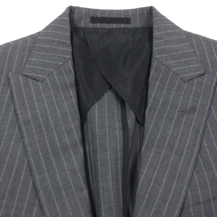 Great BURBERRY BLACK LABEL tailored jacket Super 100S striped gray wool mens 36