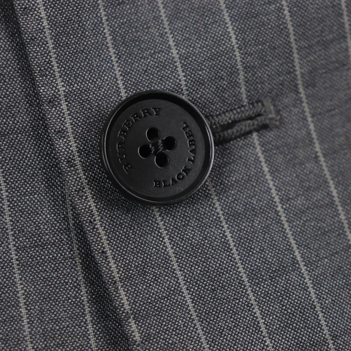 Great BURBERRY BLACK LABEL tailored jacket Super 100S striped gray wool mens 36