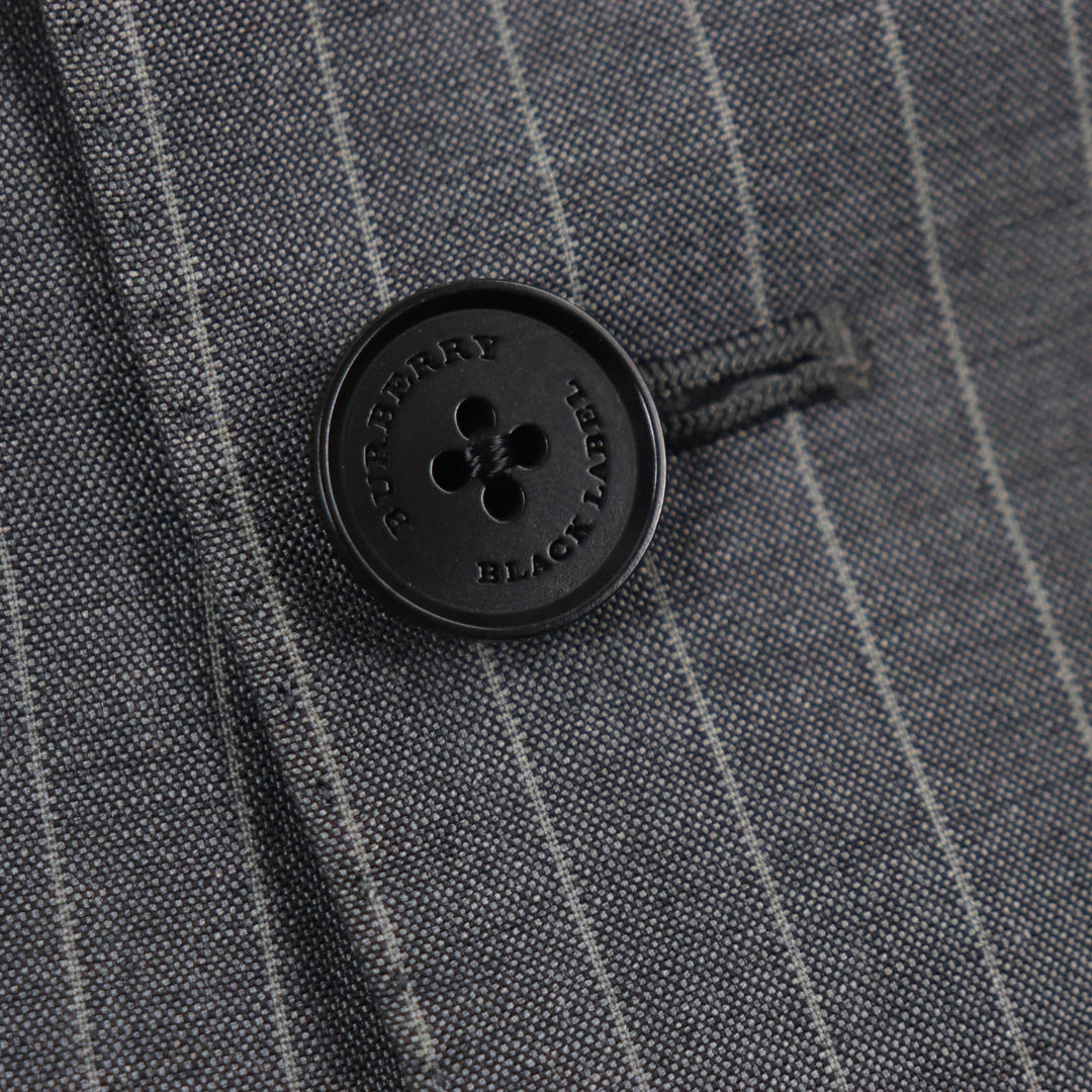 Great BURBERRY BLACK LABEL tailored jacket Super 100S striped gray wool mens 36