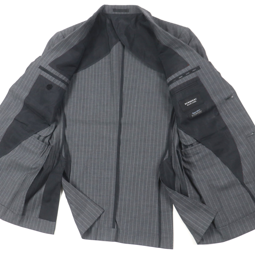 Great BURBERRY BLACK LABEL tailored jacket Super 100S striped gray wool mens 36