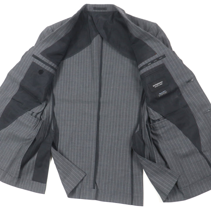 Great BURBERRY BLACK LABEL tailored jacket Super 100S striped gray wool mens 36