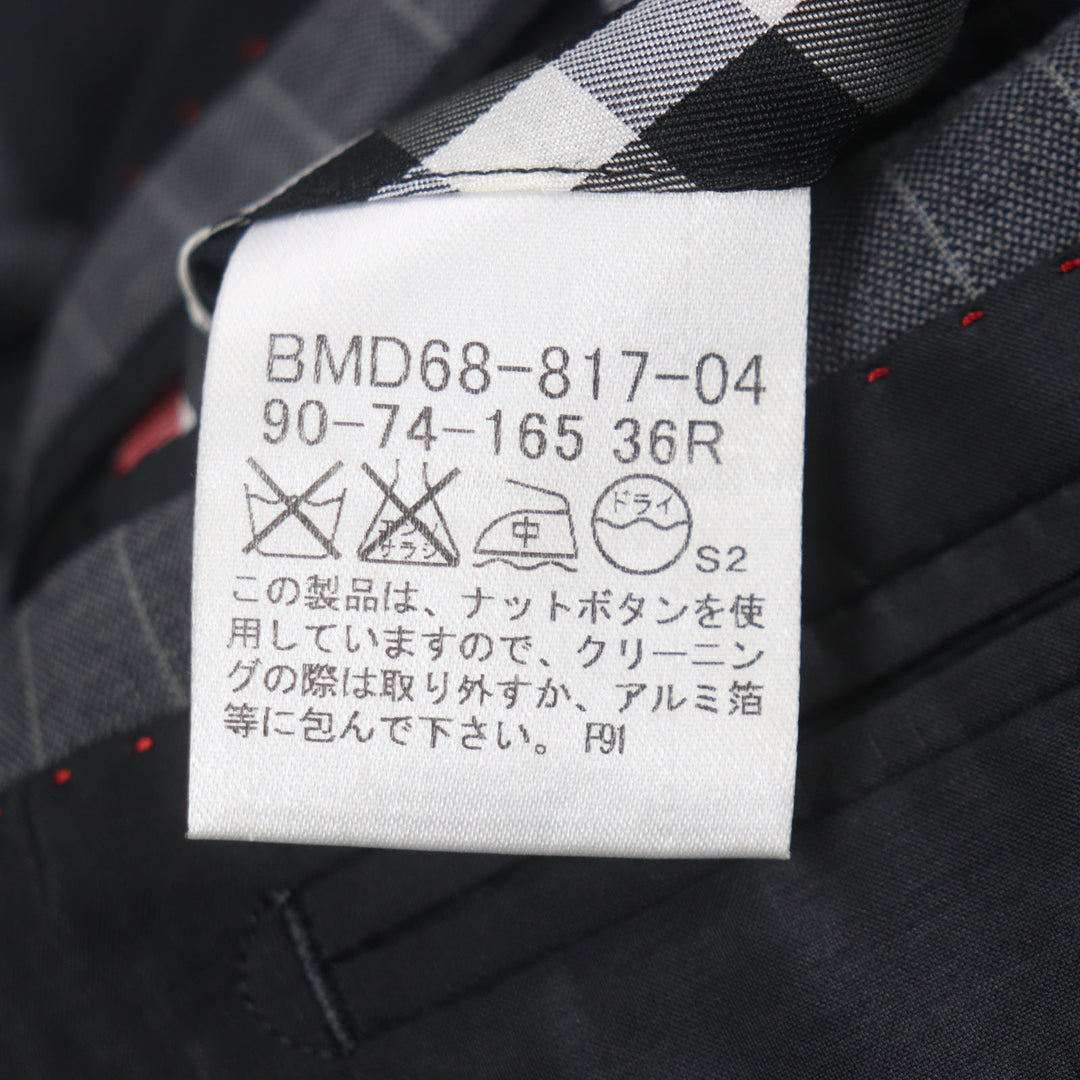Great BURBERRY BLACK LABEL tailored jacket Super 100S striped gray wool mens 36