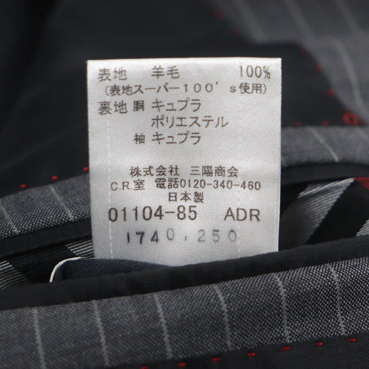 Great BURBERRY BLACK LABEL tailored jacket Super 100S striped gray wool mens 36