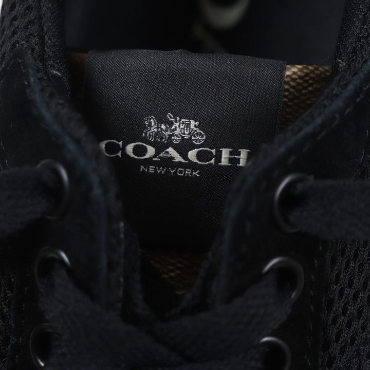 Pristine COACH Low cut sneakers TECH RUNNER Signature Black brown mesh mens 26