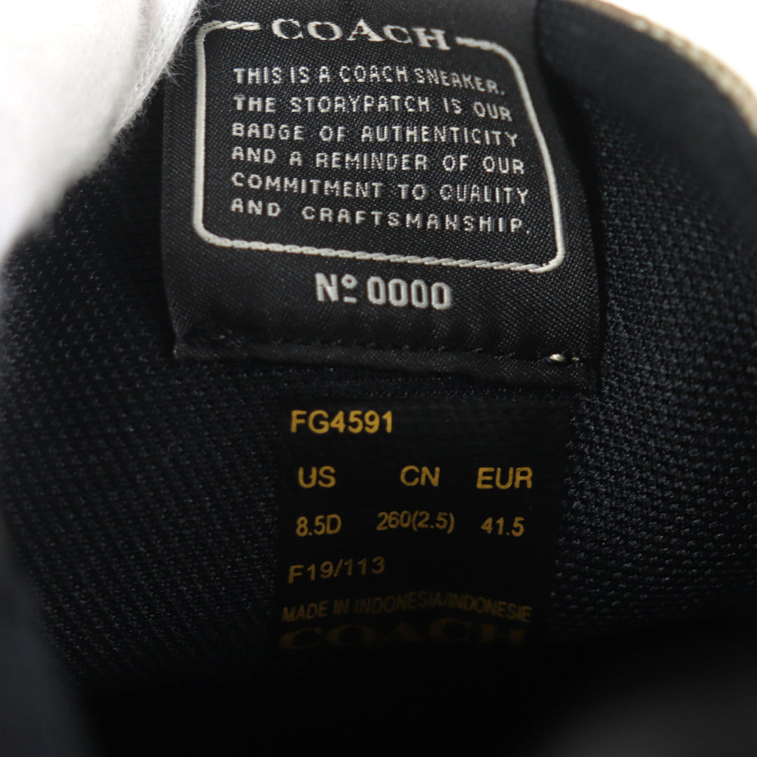 Pristine COACH Low cut sneakers TECH RUNNER Signature Black brown mesh mens 26
