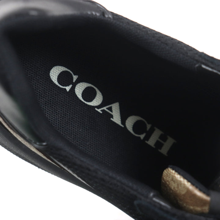 Pristine COACH Low cut sneakers TECH RUNNER Signature Black brown mesh mens 26