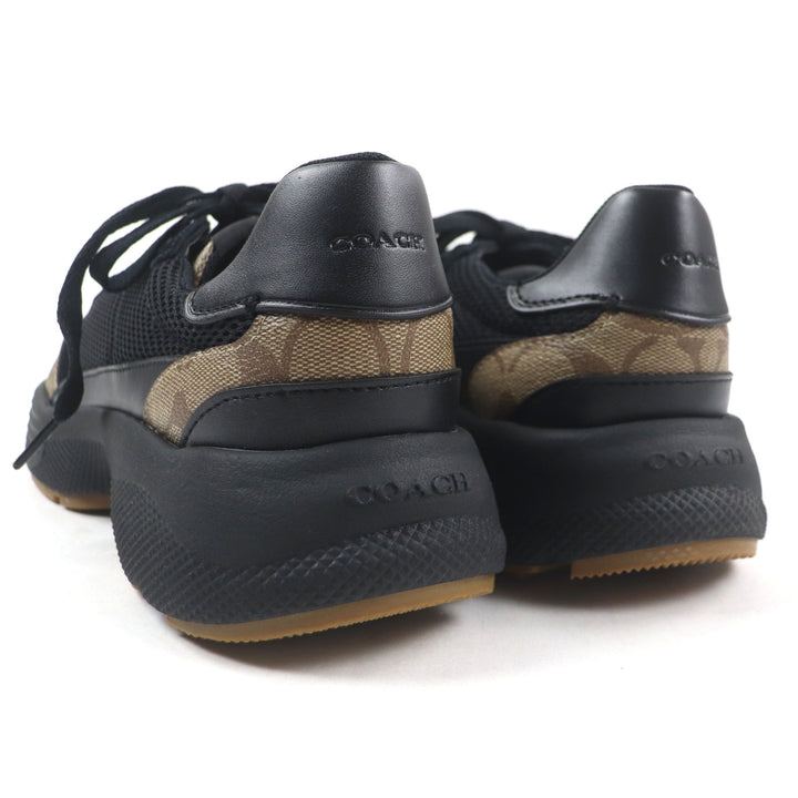 Pristine COACH Low cut sneakers TECH RUNNER Signature Black brown mesh mens 26