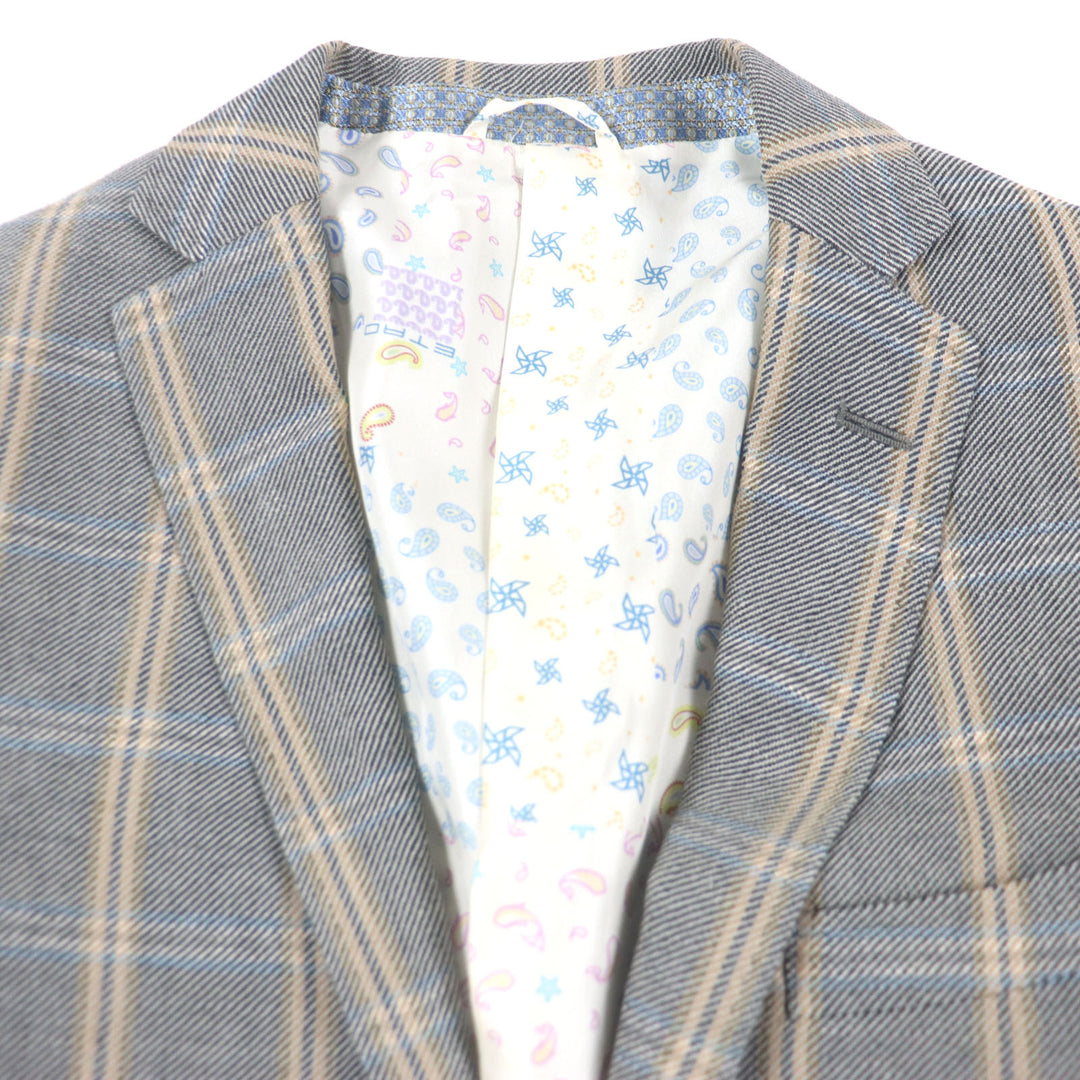 Great ETRO tailored jacket Paisley lining, logo button tweed black brown mens 48