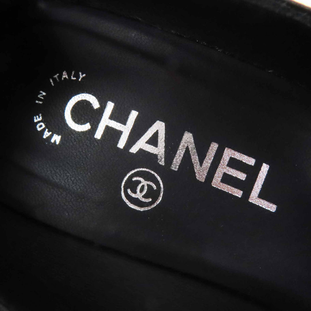 Great CHANEL pumps Matelassehir COCO Mark black leather Women 36 G40154