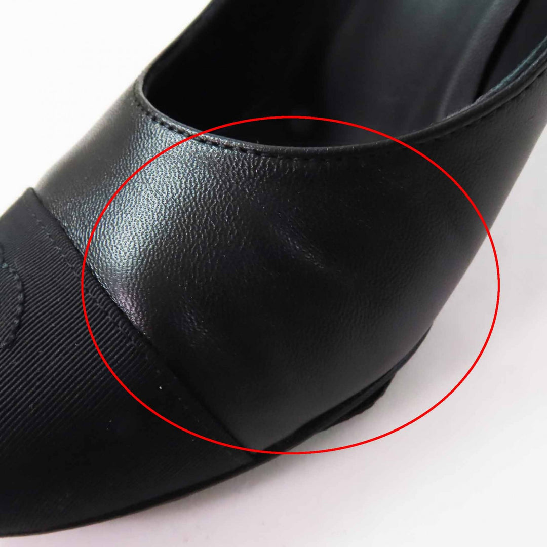 Great CHANEL pumps Matelassehir COCO Mark black leather Women 36 G40154