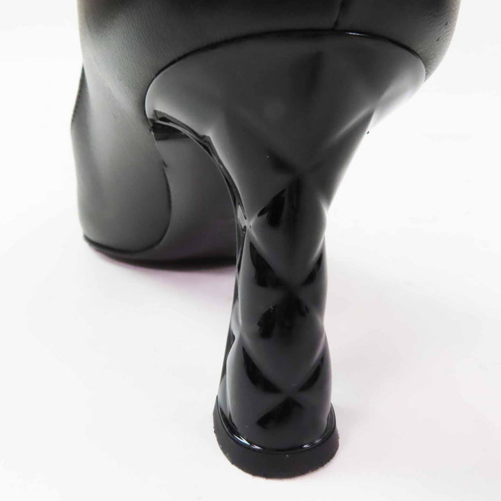 Great CHANEL pumps Matelassehir COCO Mark black leather Women 36 G40154