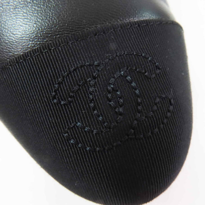 Great CHANEL pumps Matelassehir COCO Mark black leather Women 36 G40154