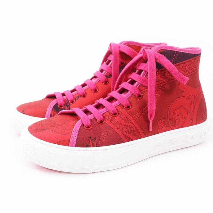 Pristine Salvatore Ferragamo High cut sneakers MAFALDA 1 Red pink fabric Women