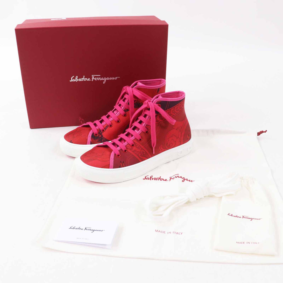 Pristine Salvatore Ferragamo High cut sneakers MAFALDA 1 Red pink fabric Women