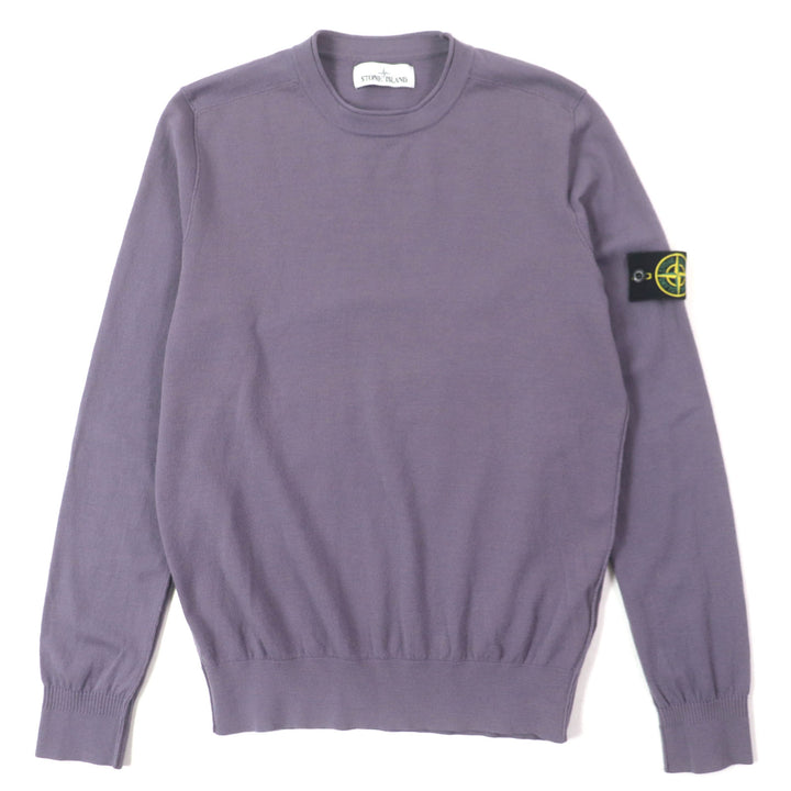 Great STONE ISLAND T-shirt Logo patch mock neck long sleeve knit purple wool mens M