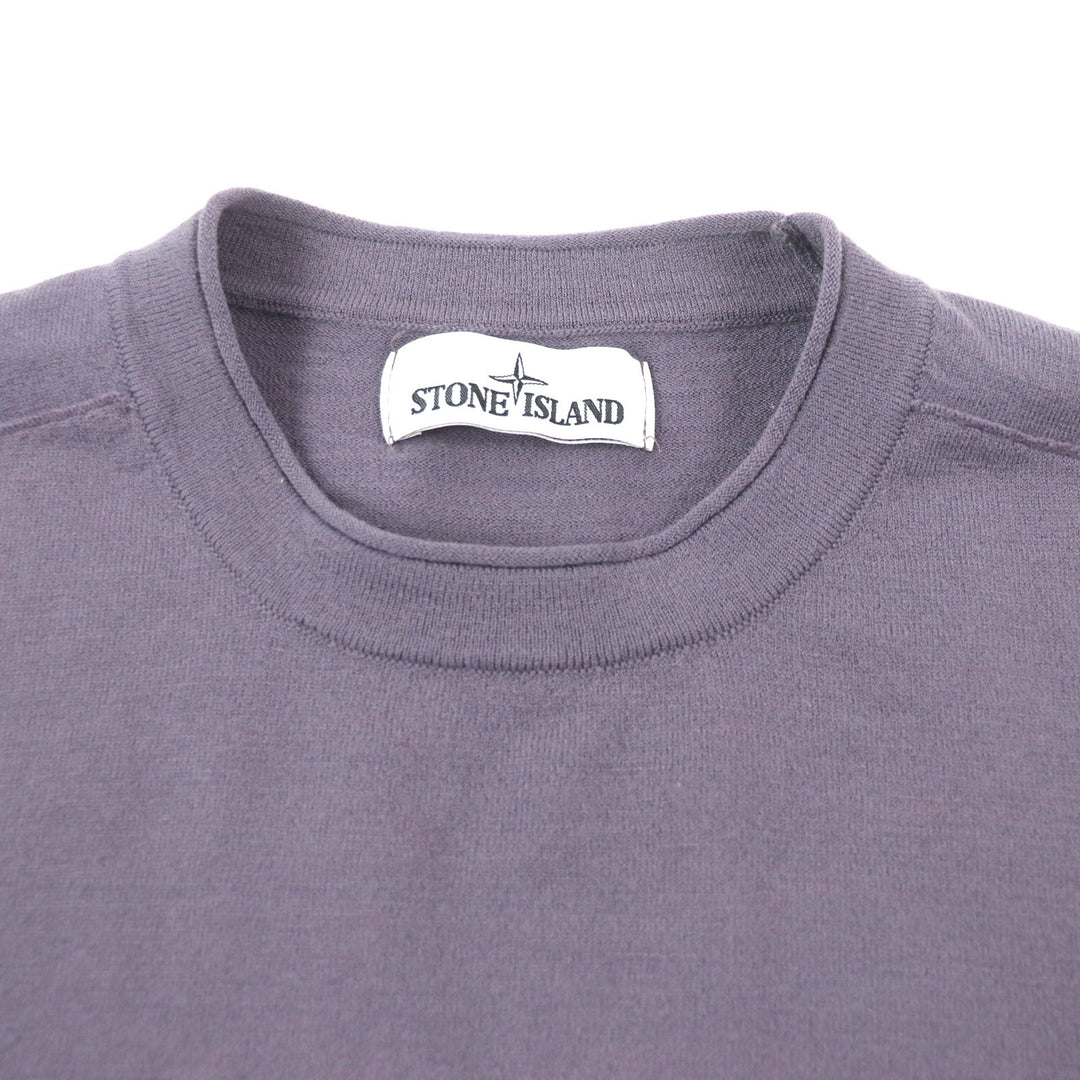 Great STONE ISLAND T-shirt Logo patch mock neck long sleeve knit purple wool mens M