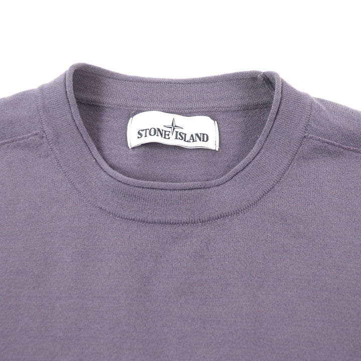 Great STONE ISLAND T-shirt Logo patch mock neck long sleeve knit purple wool mens M