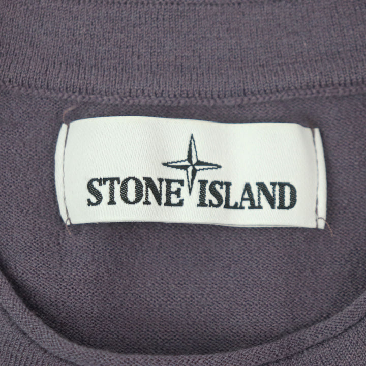 Great STONE ISLAND T-shirt Logo patch mock neck long sleeve knit purple wool mens M