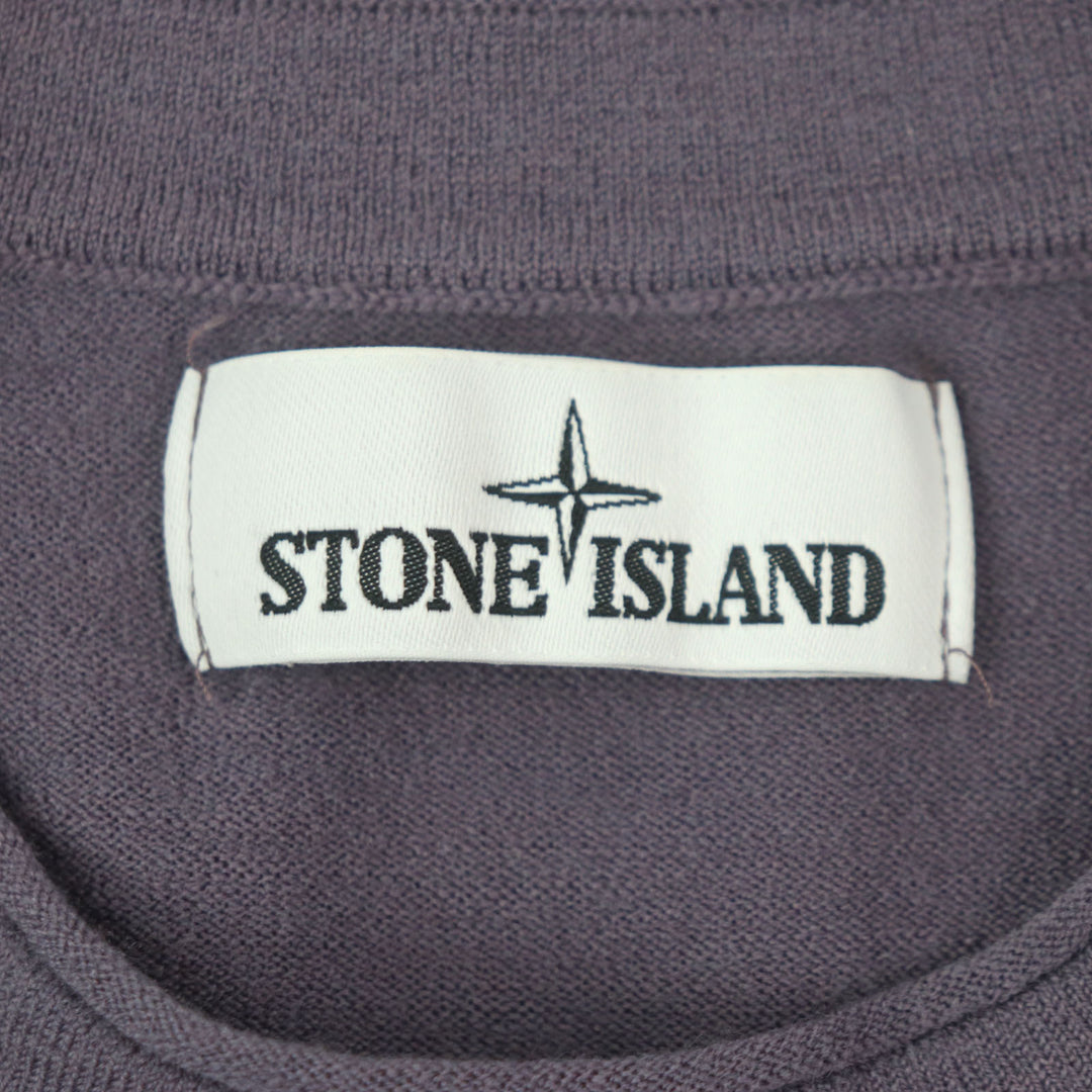 Great STONE ISLAND T-shirt Logo patch mock neck long sleeve knit purple wool
