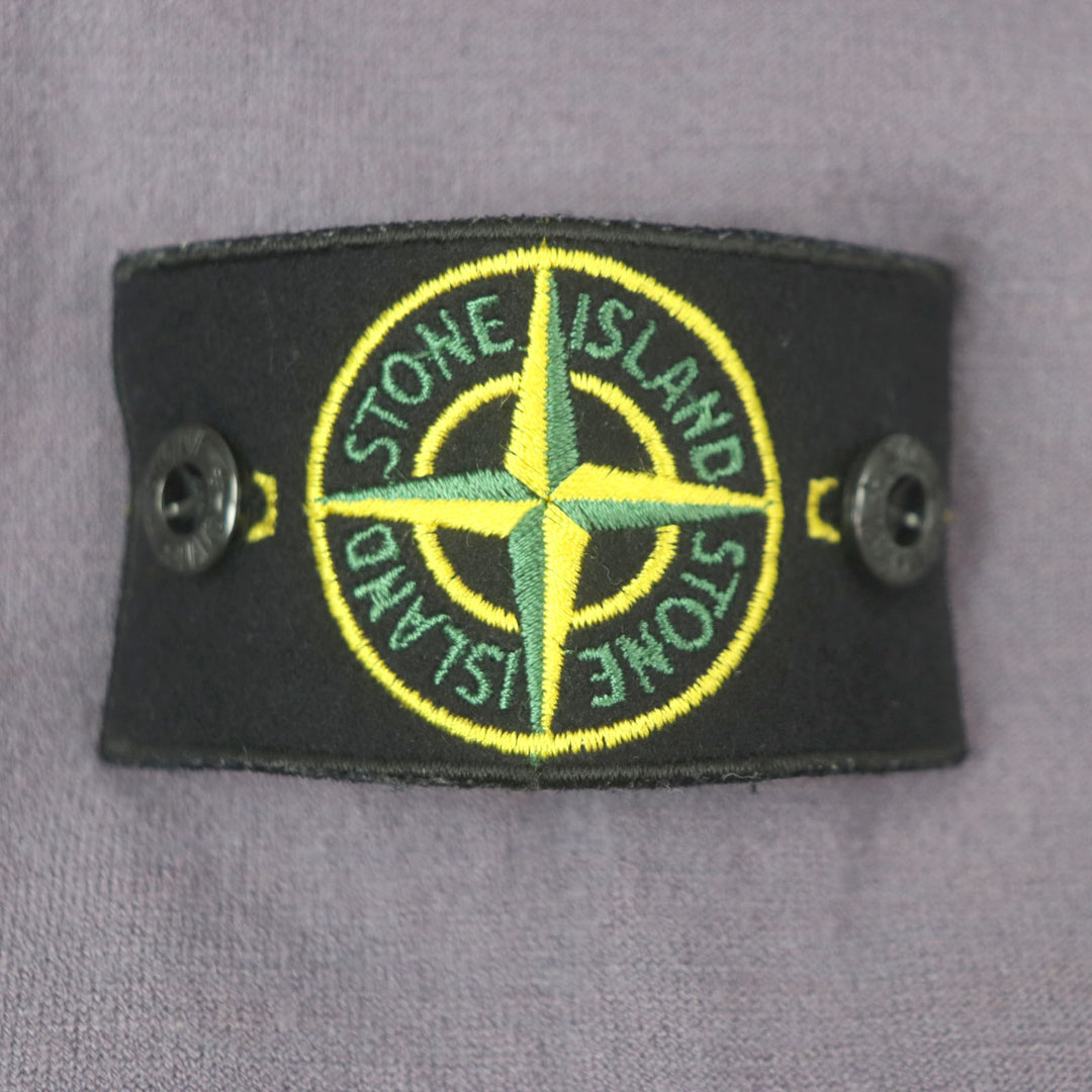 Great STONE ISLAND T-shirt Logo patch mock neck long sleeve knit purple wool