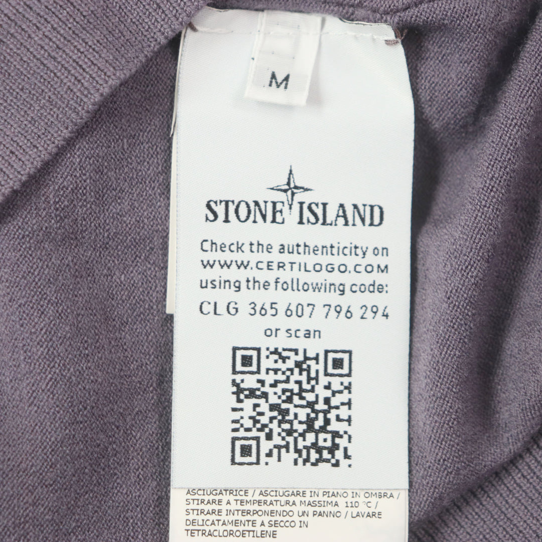 Great STONE ISLAND T-shirt Logo patch mock neck long sleeve knit purple wool